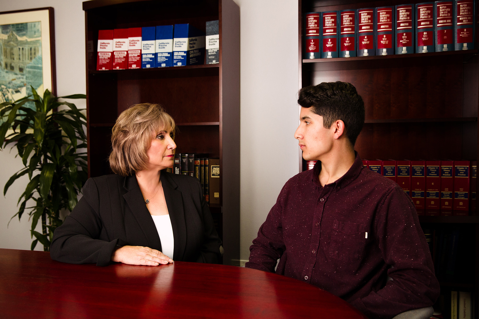 Attorney Diane Mancinelli with client